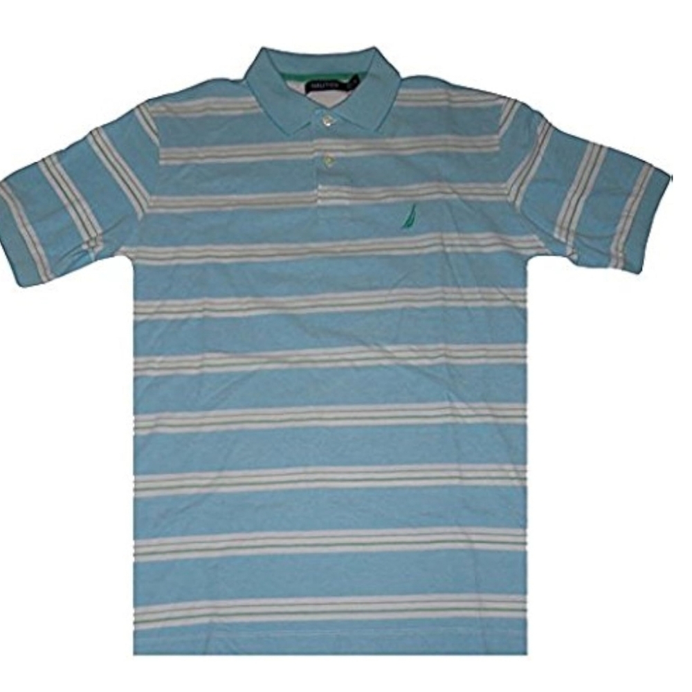 Nautica Men's Vintage Blue Striped Polo Shirt Size Large
